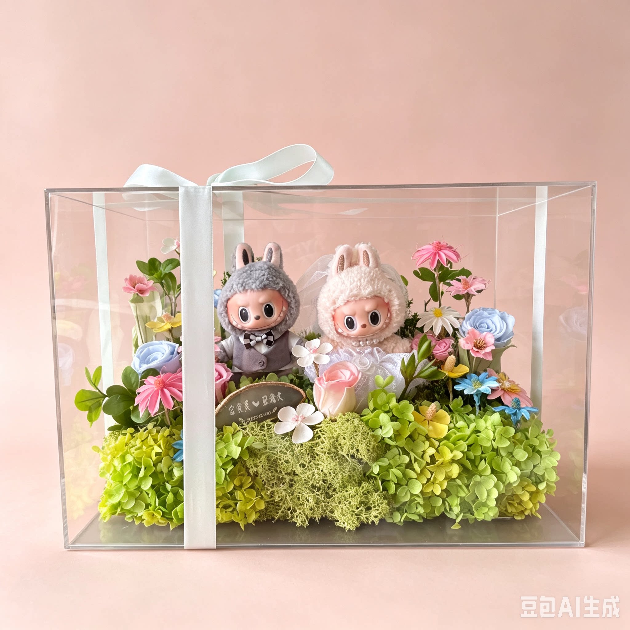 永生花礼盒亚克力空盒DIY花店送闺蜜女朋友生日礼物透明花器摆件图片