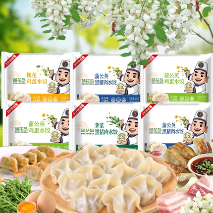 顺丰发货 蒲花岛野菜饺子 槐花 婆婆丁健康美味营养轻食手工水饺