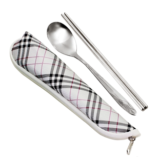 不锈钢筷子勺子套装 便携式 餐具学生上班族带饭专用餐具水洗布袋