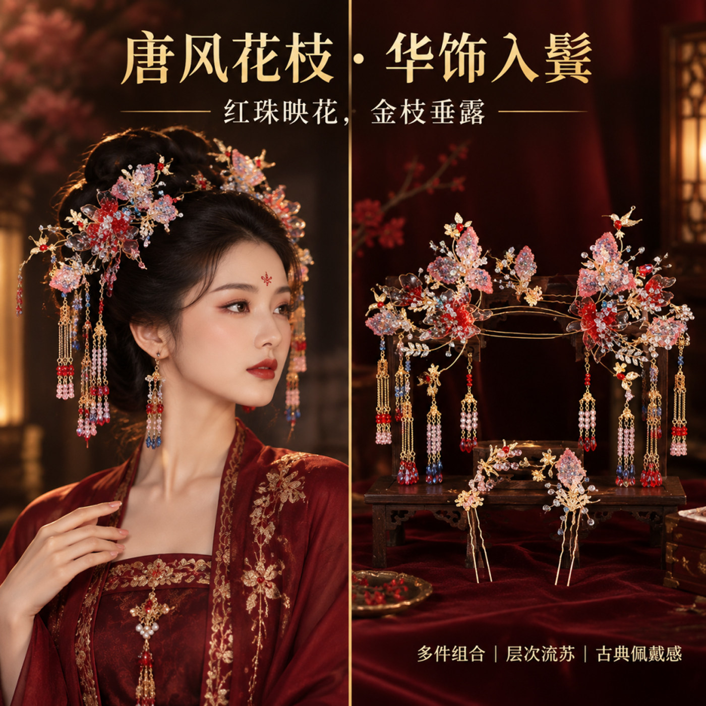 2026新款重工秀禾新娘凤冠步摇