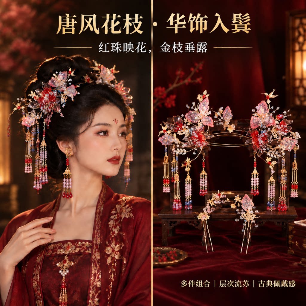 2026新款重工秀禾新娘凤冠步摇