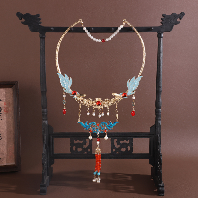 新中式国风项圈烧蓝璎珞汉服配饰