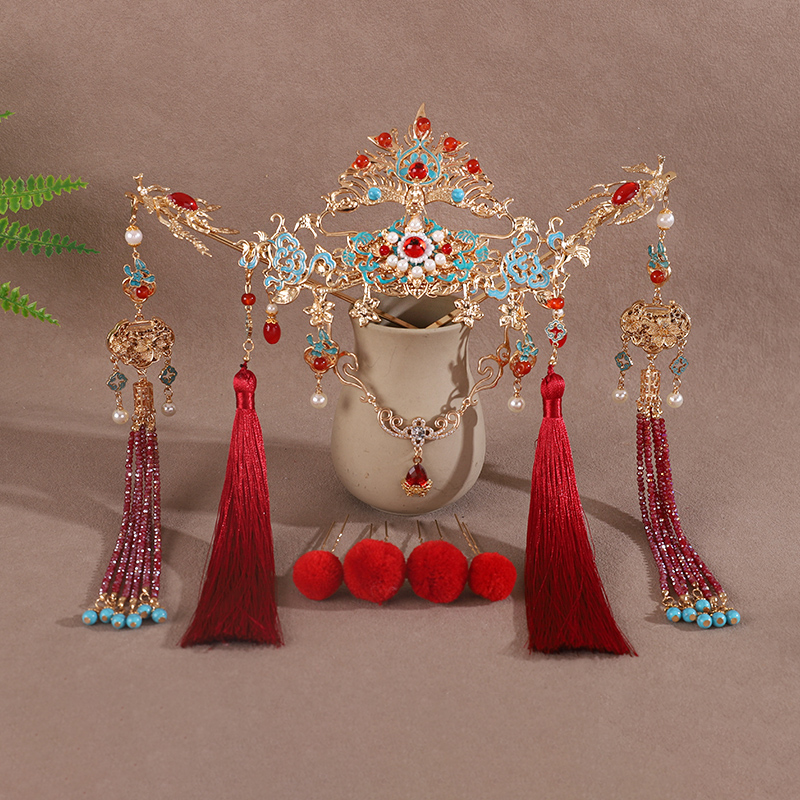 古装原创重工凤冠明制对簪发饰