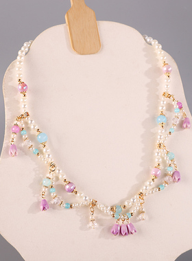 中式夏日项链异域风情日常坦领古风唐风古典民族服饰锁骨链短项链