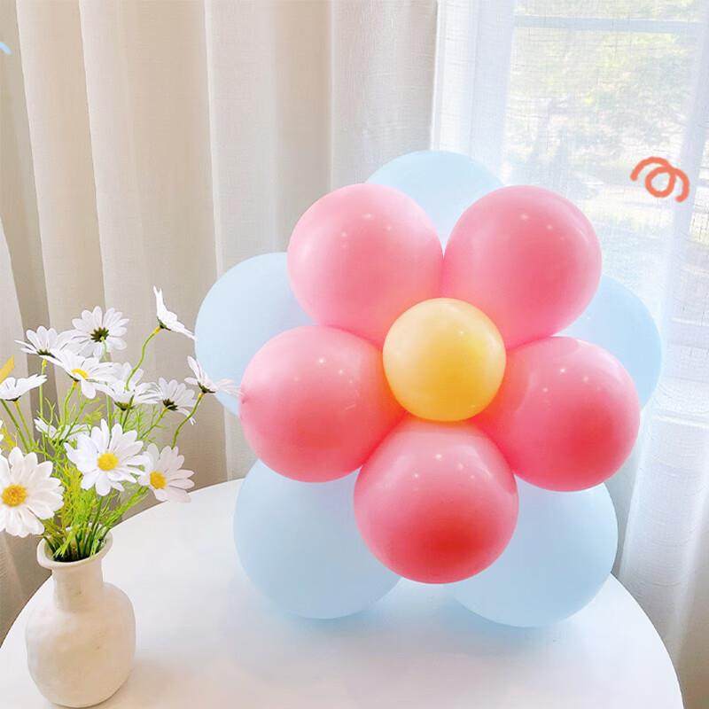 生日场景布置花朵气球六一儿童节立柱地飘户外野餐派对幼儿园装饰