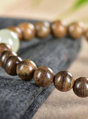 奇楠沉香手链diy转运夜光石珠子时尚文玩0.8手串男女情侣古风饰品