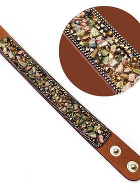 天然水晶玛瑙玉石半宝石七彩石碎石手工手链打坐瑜伽石手环圈圈