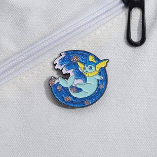 日漫周边精灵水系宠物胸针可爱蓝色动物闪亮徽章服装配饰品领针