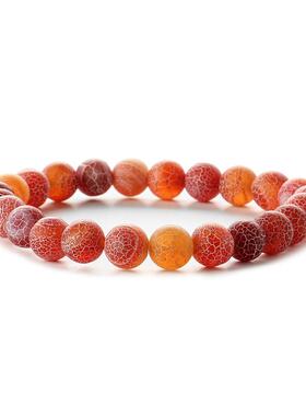 跨境wish货源天然彩色磨砂风化石手链男女手串情侣套装手链厂家销