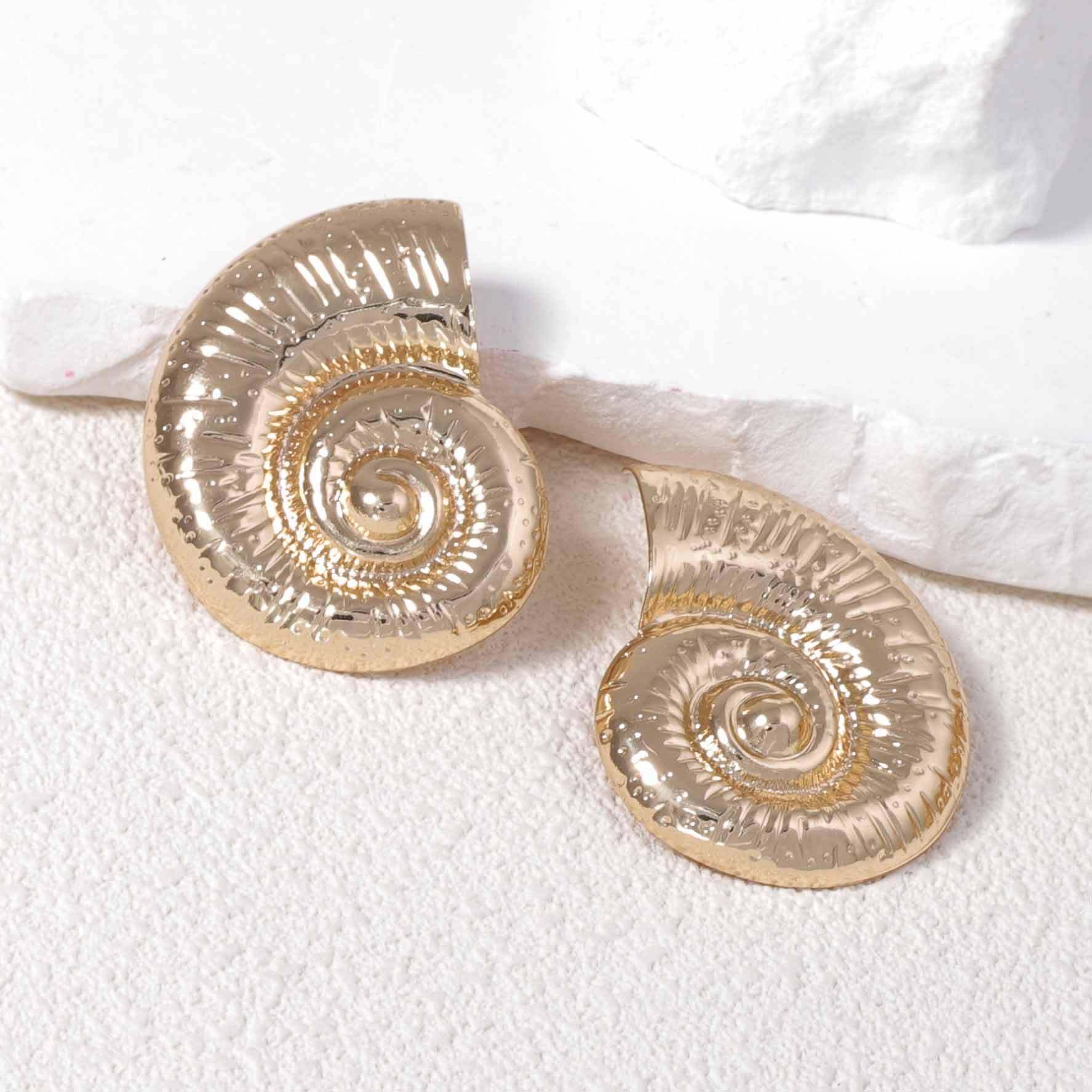 跨境度假风复古海洋动物夸张百搭金属海螺耳钉简约时尚日常通勤女,饰品/流行首饰/时尚饰品新,耳钉,淘宝优惠券,粉丝福利购,淘宝优惠卷