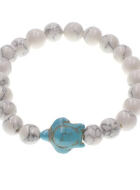 乌龟手链新款上市跨境绿色松石火山石白松石多款天然石男女款弹力