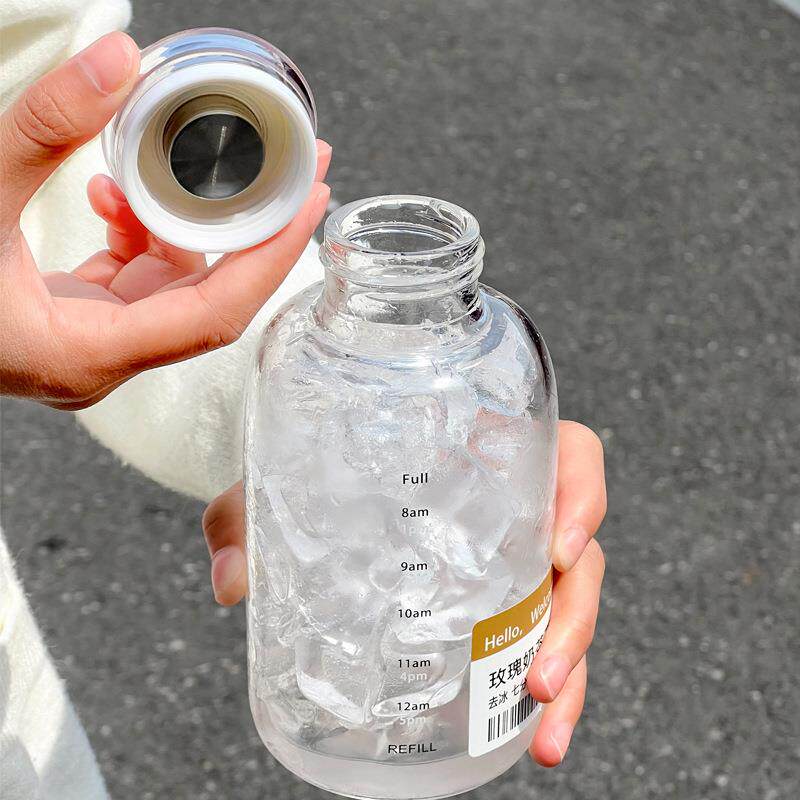 水杯玻璃杯2024新款女大容量吸管水杯透明咖啡杯便携牛奶杯学生