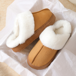 室内居家用保暖舒适防滑棉拖外穿毛拖鞋 女情侣款 男 厚底棉拖鞋 冬季