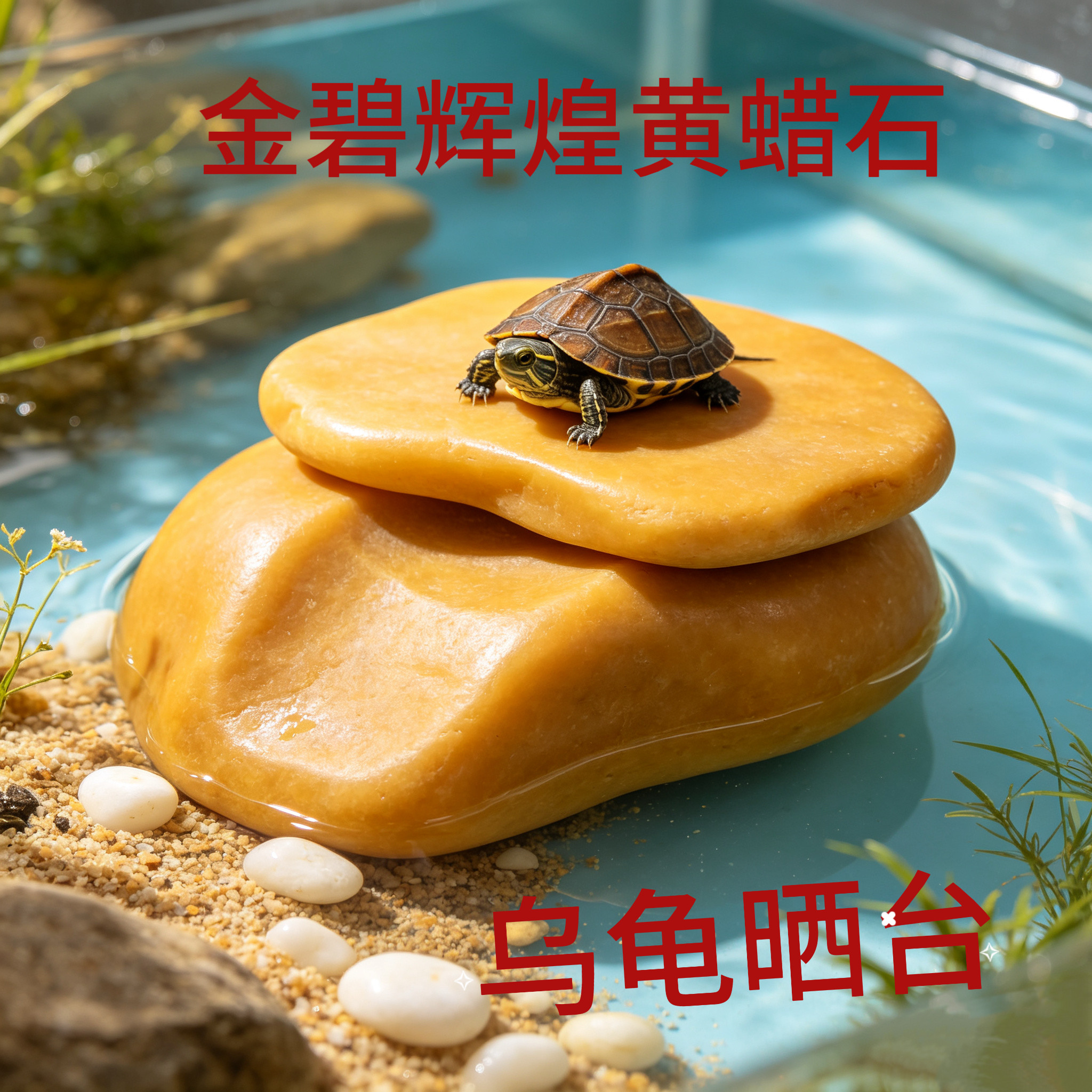 黄蜡石原石乌龟晒台石躲避洞休息台晒背石适用宠物龟鳖小青巴西