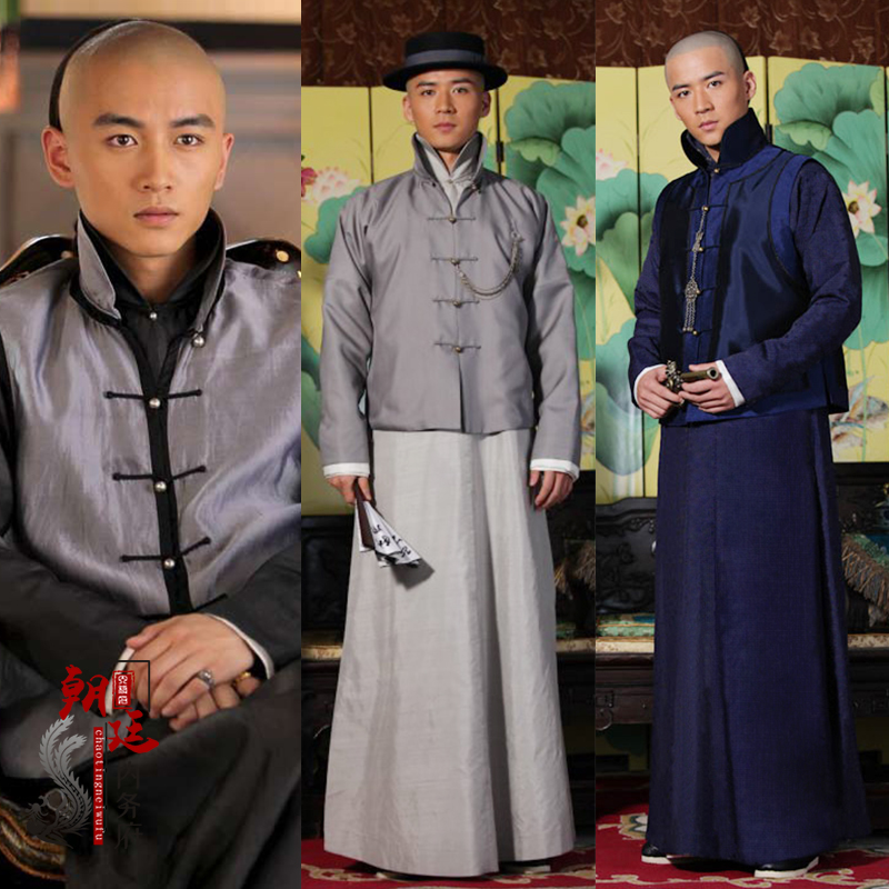 赏金猎人古装清朝晚期民国男士长袍长衫老爷服富家少爷服贝勒古装