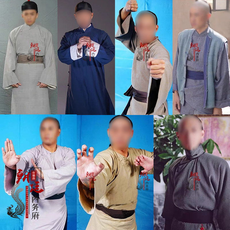 影视古装清朝民国男士长衫长袍马褂清末老百姓棉麻群演掌柜服