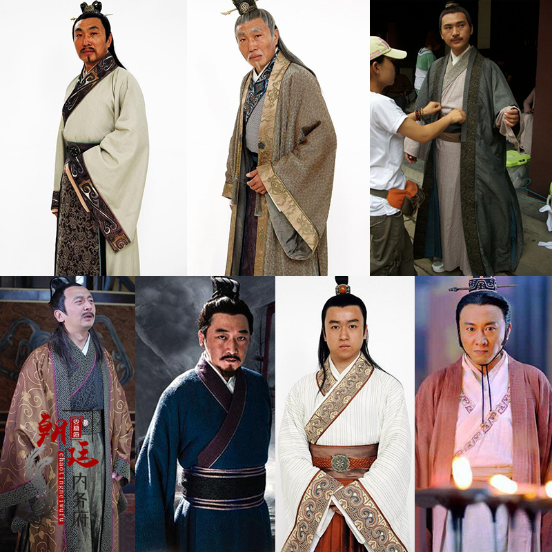影视秦朝汉服春秋战国男士汉服古装棉麻大臣服朝臣服员外富商古装