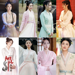 影视古装魏晋风仙女汉服小姐装女侠古装剑客飘逸古典舞蹈服演出服