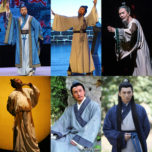 影视装唐朝宋朝书生服棉麻男古装武侠古装李白古装书童古装演出服