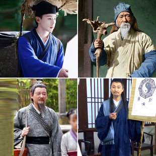 影视装男士古代郎中棉麻群演百姓教书先生同款古装农民服演出服