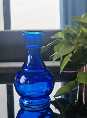 中式古风花瓶蓝色大肚精致高档家用卧室桌面酒店摆件
