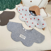 纯棉花瓣新生儿围嘴双面华夫格转圈口水巾宝宝婴幼围兜喂奶巾假领