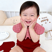 婴儿口水巾圣诞节男女宝宝新生儿喂奶围兜纯棉围嘴双面花瓣新款