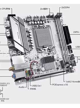 议价精粤H610I GAMING/B760I ITX主板支持12代13代CPU/M2/wifi/