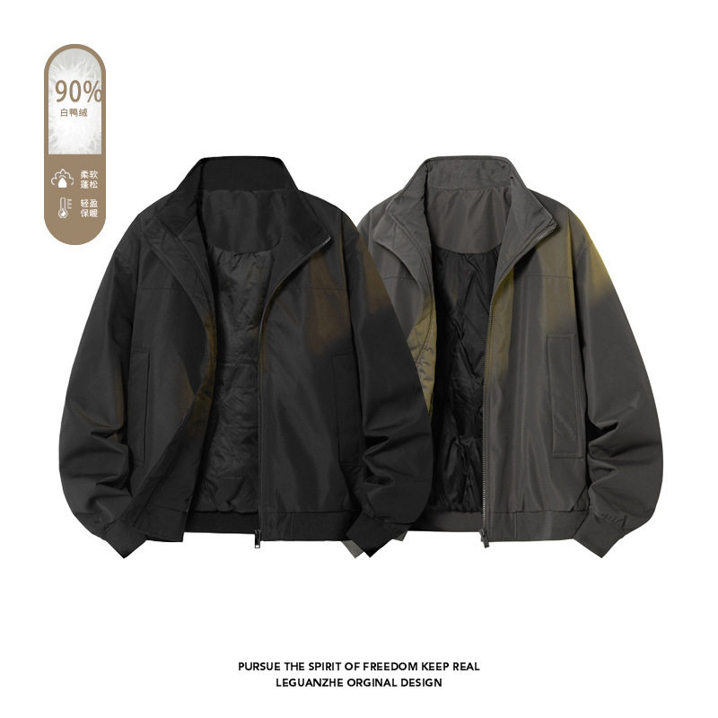白鸭绒美式飞行员羽绒服男cleanfit高级感痞帅短款加厚外套