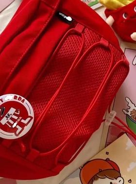 甜酷斜挎包夏休闲单肩新款腰包女潮ins饺子包红色胸包女薯条kty好