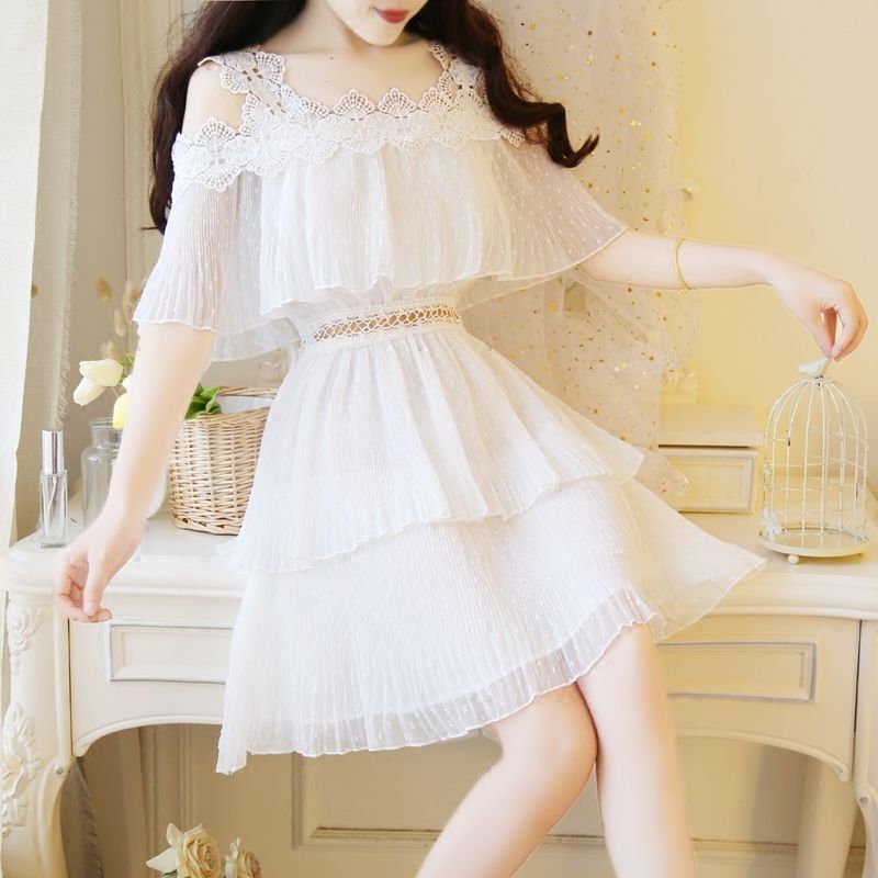 一字肩吊带超仙少女心仙女雪纺裙子仙气褶皱层层蛋糕奶油连衣裙夏|ruв категории движение/йога/фитнес/фанаты товаров, танец/аэробика/гимнастика, площади танец, площади танец платье - от Buy2taobao.com для оказания профессиональной услуги покупки агента Taobao