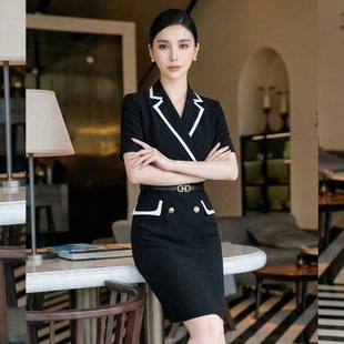 通勤职业OL连衣裙售楼部气质女神范空姐制服礼仪美容院工作服正装