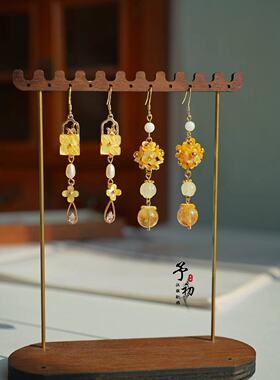【桂花香】蝶贝桂花耳环耳饰天然石耳钩古风旗袍配饰