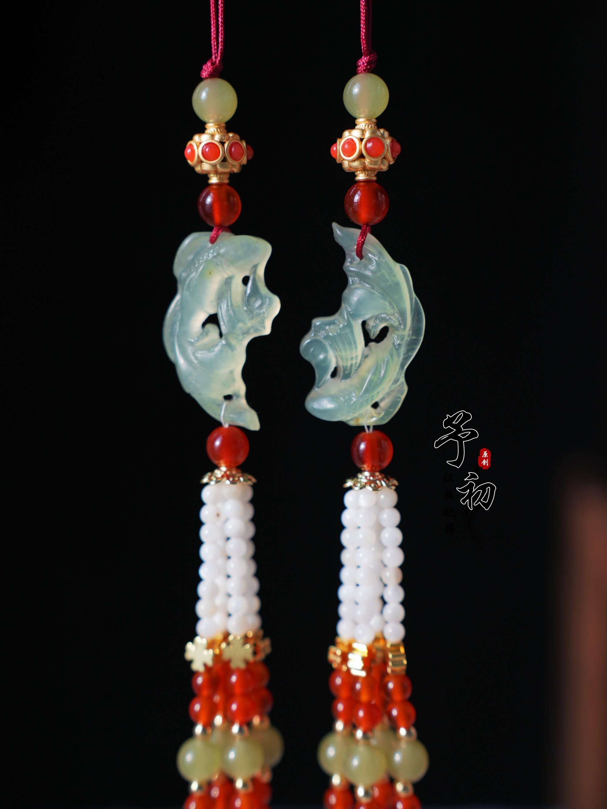 【年年有鱼】岫玉锦鲤双鱼压襟挂件原创设计古风新中式项链,饰品/流行首饰/时尚饰品新,压襟挂件,淘宝优惠券,粉丝福利购,淘宝优惠卷