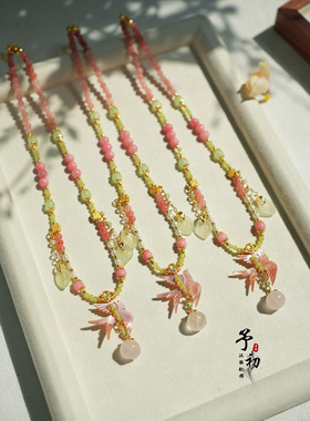 【春日燕】桃红柳绿粉蝶贝锁骨链汉服配饰古风