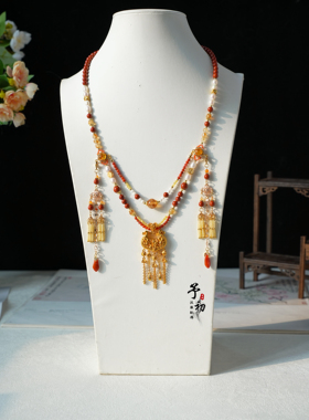 【百合金锁】新年华丽锁璎珞汉服配饰多层流苏古风项链