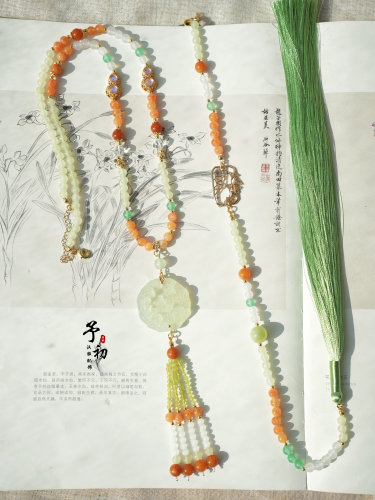 【蝶恋花】橙黄橘绿秋季百搭日常天然石汉服璎珞项链