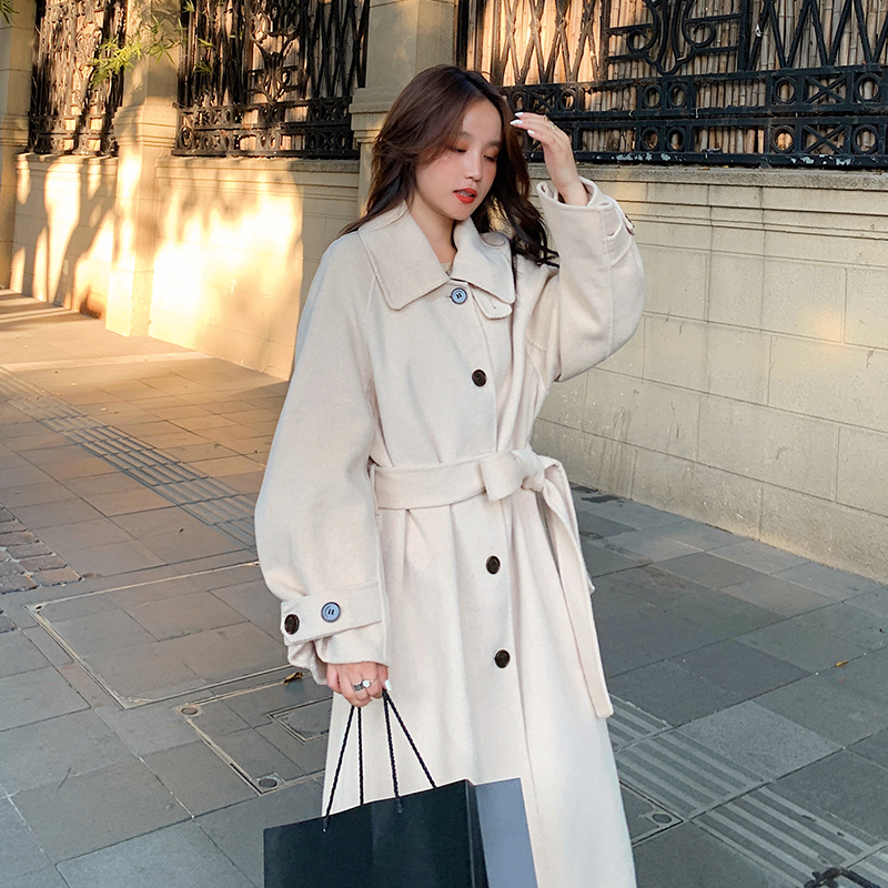 现货M018P175K2022冬装新款中长款毛呢大衣加外套