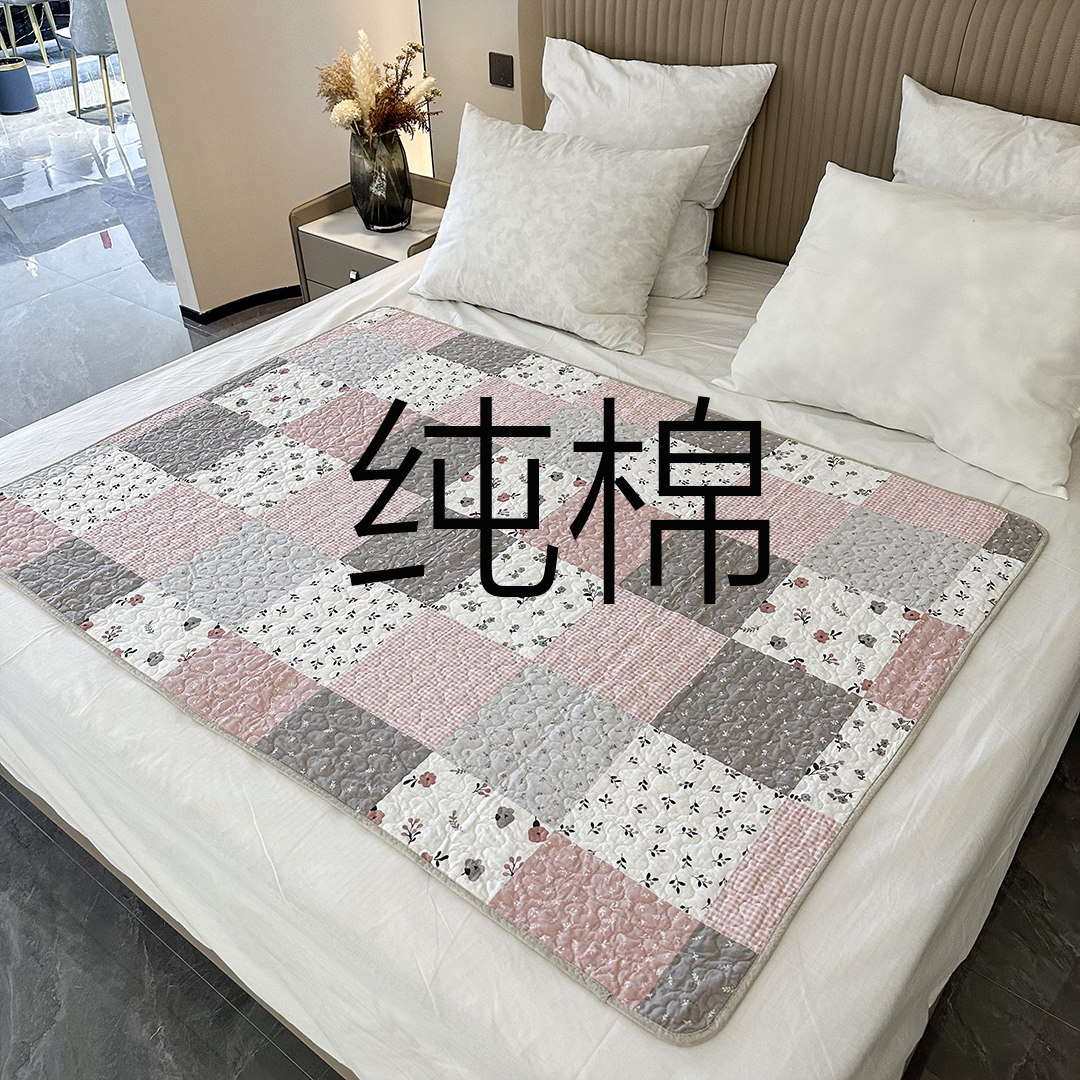 外贸双面纯棉隔脏垫绗缝夹棉床盖背部铺防油半截褥子四季用床护垫