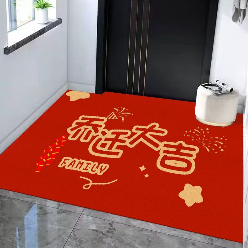 新居硅藻泥地毯入户门地垫乔迁之喜进门玄关地垫门垫红色喜庆脚垫
