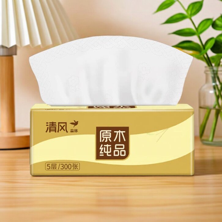 清风森林抽式大餐纸巾1包家用擦手实惠装卫生厕所专用小学生厂家