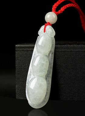 天然正品缅甸a货保真翡翠福豆四季豆玉石吊坠冰种挂件花件女玉器