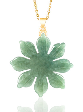 天然正品A货翡翠太阳花吊坠S925银扣头豆种玉石挂件女款玉坠玉器