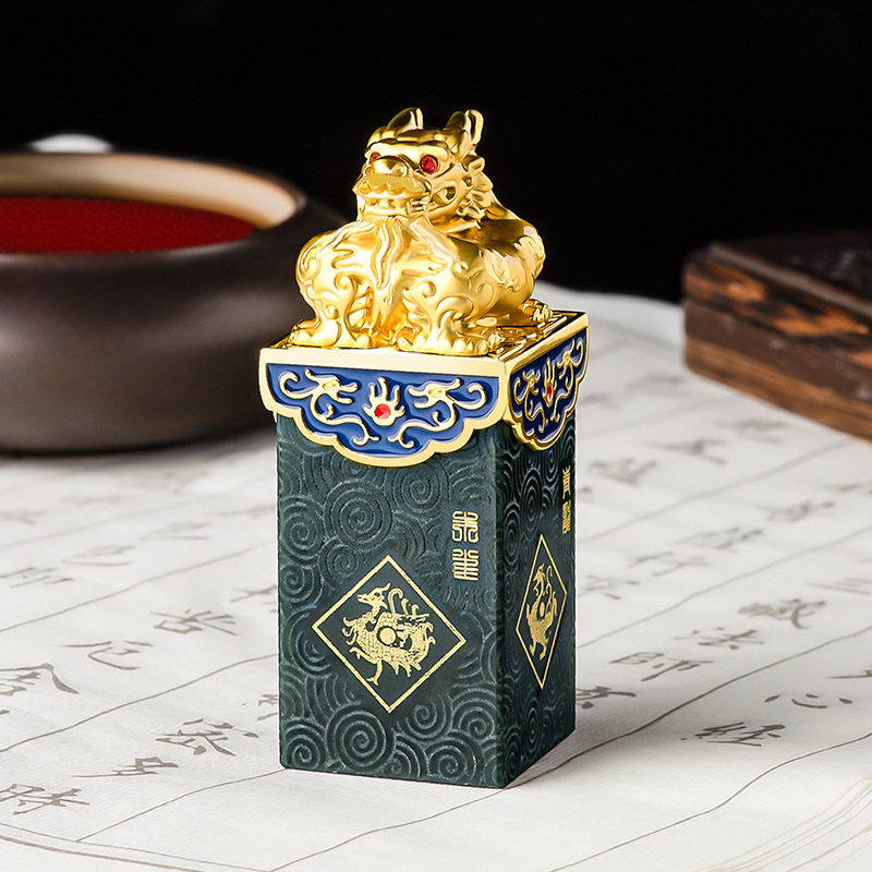 高档天然正品老料和田玉墨玉印章四大神兽盘龙玉玺玉石文玩摆件