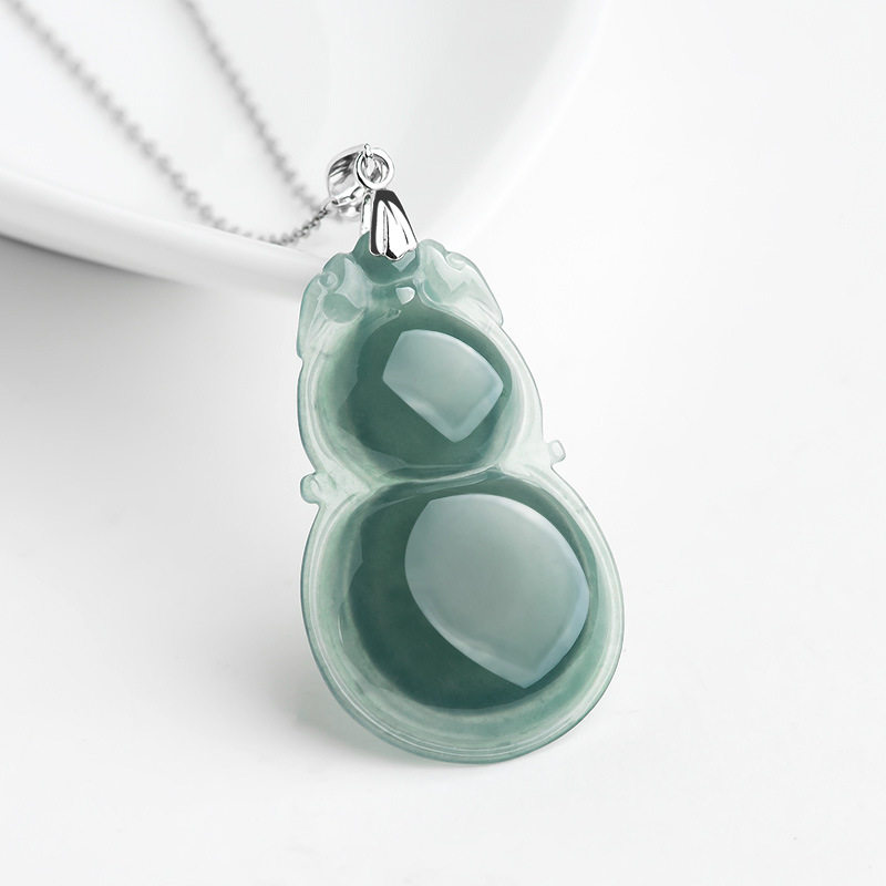 天然A货翡翠优质蓝水葫芦吊坠冰种玉石挂件花件女款百搭玉坠项链