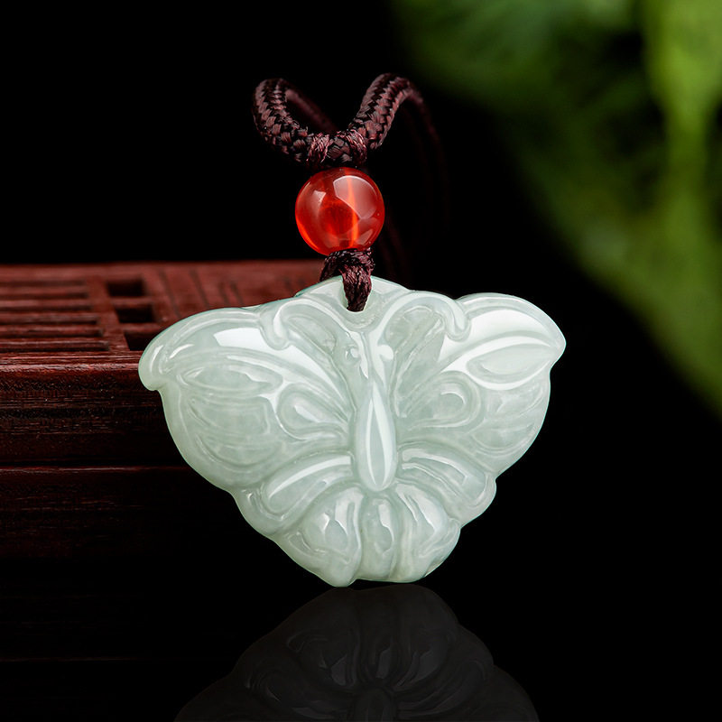 天然正品缅甸A货翡翠蝴蝶花件糯种玉石吊坠女款挂件玉坠正品玉器
