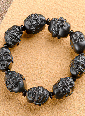 天然正品墨玉a货翡翠墨玉十八罗汉手串男士手链大气高档玉石玉器