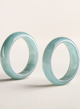 天然正品老坑A货保真翡翠蓝水戒指男款扳指冰种玉石玉指环玉器