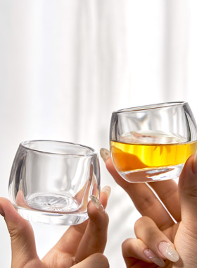 扳指杯子中国风透明玻璃茶杯功夫茶具茶道杯具个人品茗杯茶盏茶碗