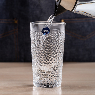 锤纹玻璃杯简约ins家用果汁水杯子女高颜值酒杯套装 朗旭耐热日式